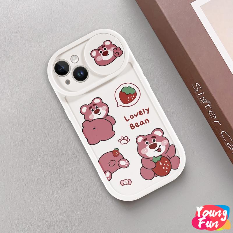 Ốp lưng Gấu dâu tây Trượt iPhone 14 XR 13 11 12 Pro Max 8 7 6 6S Plus X Xs Max Se 2020 13 12 11