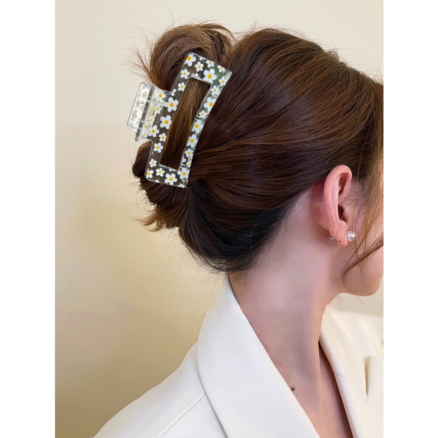 Kẹp Tóc Đuôi Ngựa Bằng Acrylic Trong Suốt In Họa Tiết Đơn Giản Thời Trang Phong Cách Hàn Quốc Cho Nữ