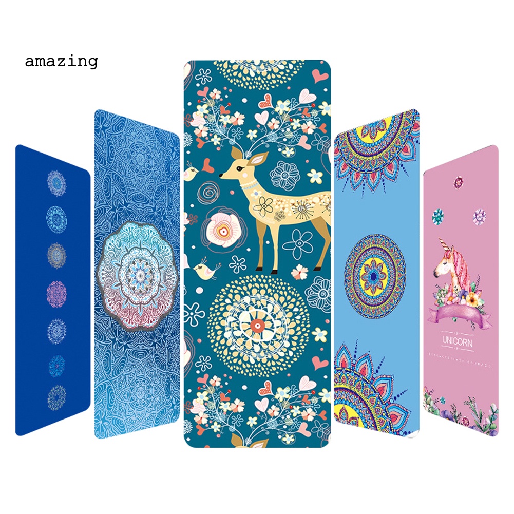 Thảm Tập Yoga Chống Trượt In Họa Tiết Hoa &amp; Hươu Thời Trang