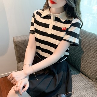 Áo Thun polo Cotton Ngắn Tay Họa Tiết Kẻ Sọc Thời Trang Mùa Hè 2023 Mới
