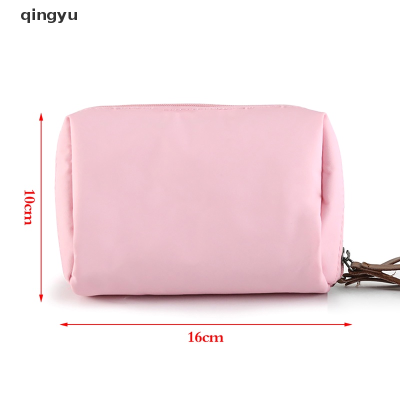 Túi Đựng Mỹ Phẩm qingyu Bằng Nylon Nhiều Màu Sắc Chống Thấm Nước Có Khóa Kéo Đa Năng Nhỏ Gọn Dễ Thương