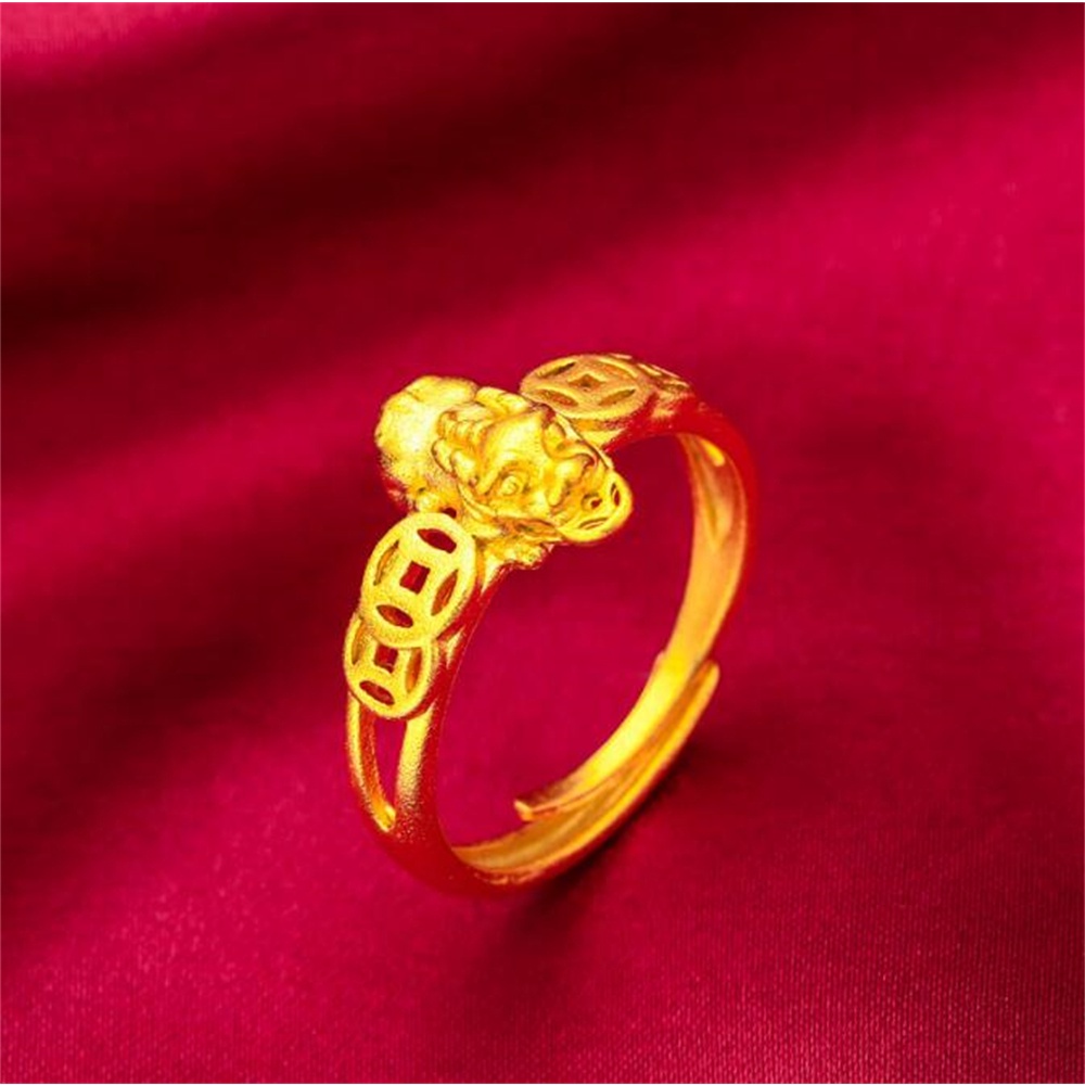 Nhẫn Mạ Vàng 24K Hình Rồng Phong Cách Retro Cho Nam