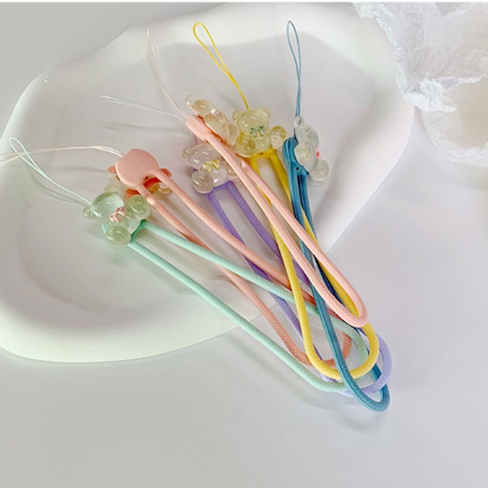 Dây Đeo Điện Thoại Bằng Silicon Hình Gấu Hoạt Hình 3D Màu Kẹo Chống Rơi Chống Thất Lạc
