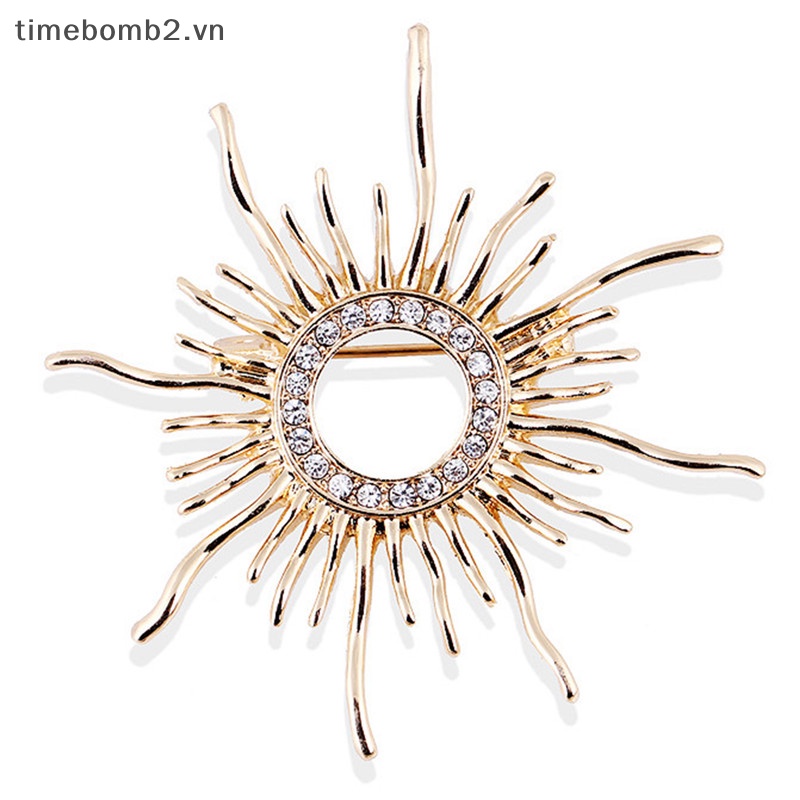 {Timebomb} Ghim Cài Áo Khoác Đính Đá Pha Lê Mặt Trời Tráng Men Cho Nữ