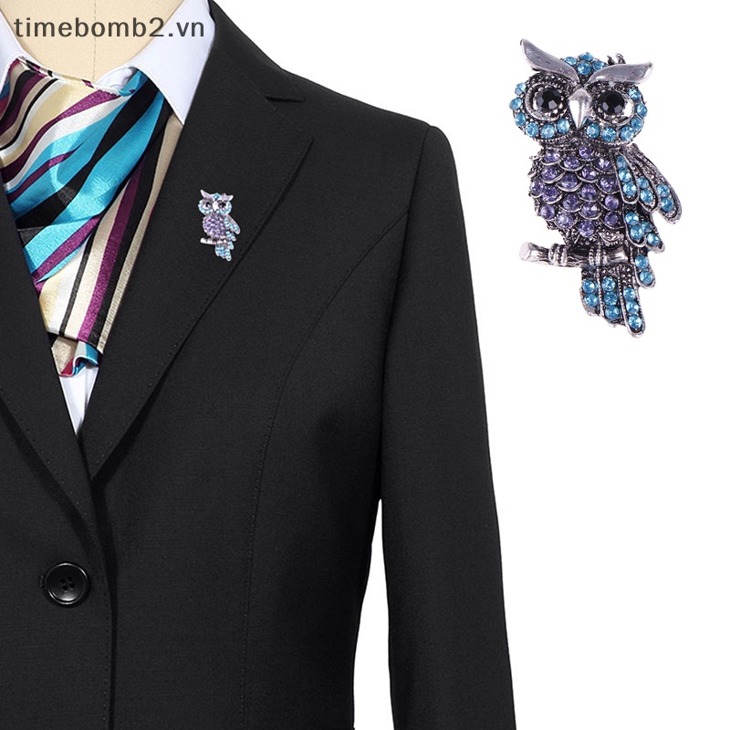 {Timebomb} Trâm Cài Áo Bằng Hợp Kim Kẽm Hình Cú Đính Kim Cương Giả Hợp Thời Trang Làm Quà Giáng Sinh