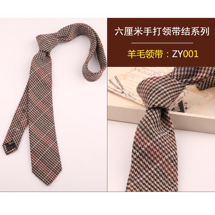 Cà vạt len EFAN màu xám 6cm thời trang công sở cao cấp cho nam