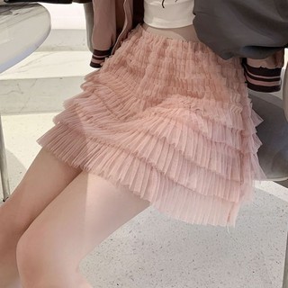 New high waist slimming mesh cake skirt chiffon multi-layer skirt summer short short skirt