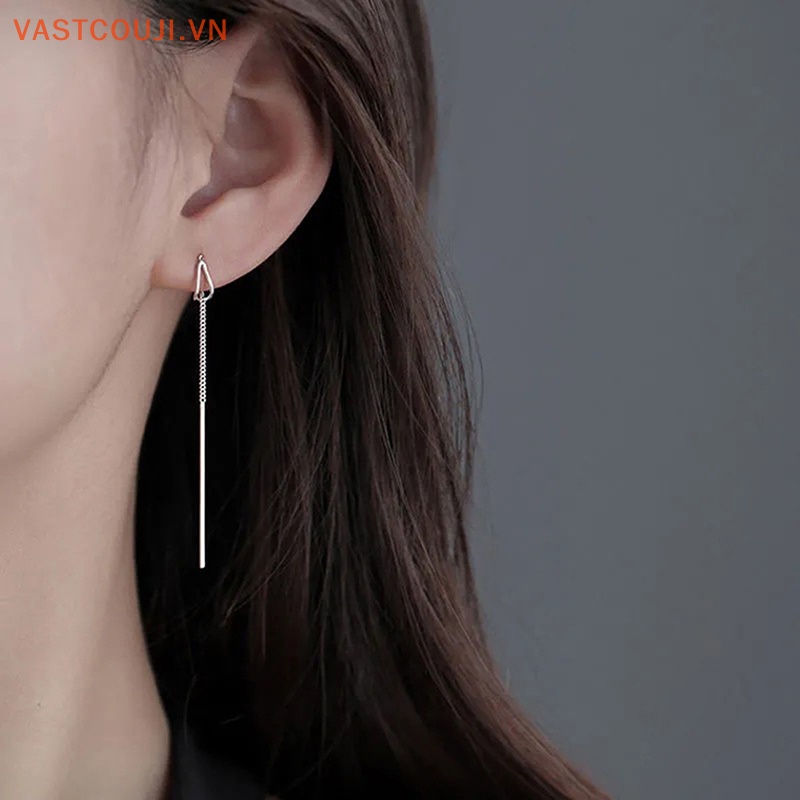 Khuyên Tai Chuỗi Dài Tua Rua Phong Cách Đơn Giản Cho Nữ