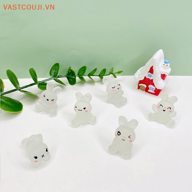 Bộ 5 Phụ Kiện Trang Trí Hình Thỏ Bằng Nhựa Màu Dạ Quang DIY
