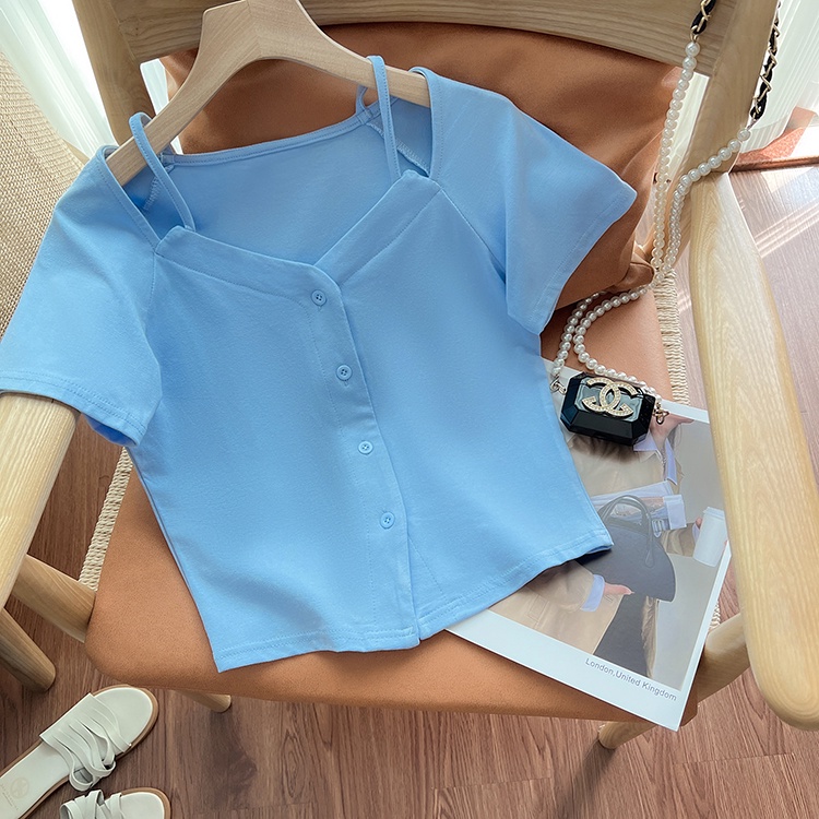 SUXI Áo Thun Tay Ngắn Hở Vai Màu Trơn Thời Trang Dành Cho Nữ