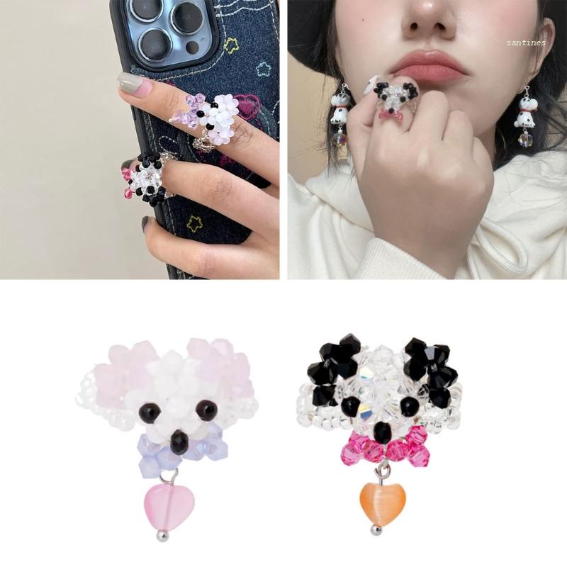 Nhẫn Xếp Chồng Lên Nhau Bằng Acrylic Màu Đen / Hồng Họa Tiết Hình Học Thời Trang Cho Nữ