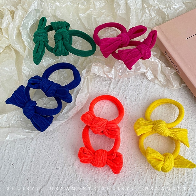 Dây Buộc Tóc Cao Su Đính Nơ Nhiều Màu Sắc Phong Cách Hàn Quốc Mới Cho Bé Gái