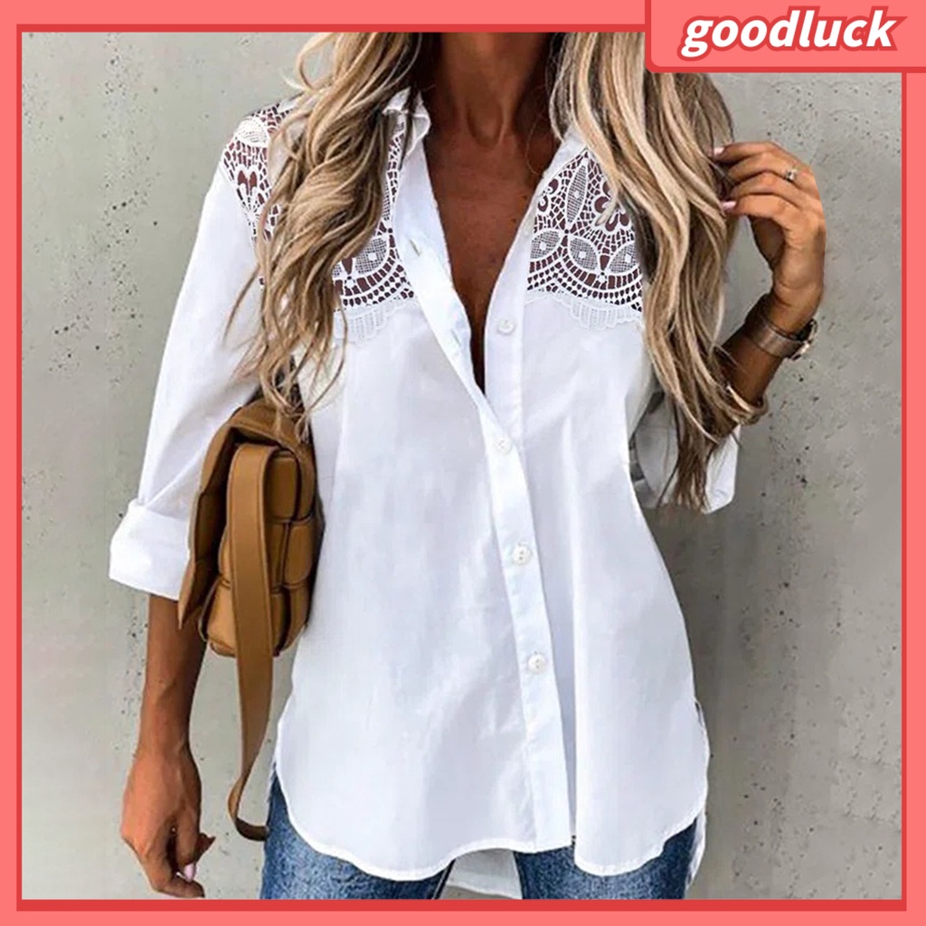 [ULK] Áo Sơ Mi Tay Dài Màu Trơn Khoét Lỗ Cài Một Hàng Khuy Quần Dài Vừa Vặn Thời Trang Mùa Xuân Cho Nữ