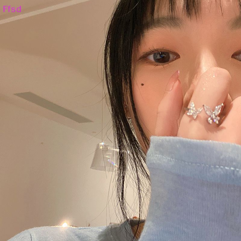 {Ffsd} Nhẫn Hợp Kim Hình Bướm Lấp Lánh Thời Trang Hàn Quốc Có Thể Điều Chỉnh Trang Sức Đám Cưới * Hàng Bán Chạy