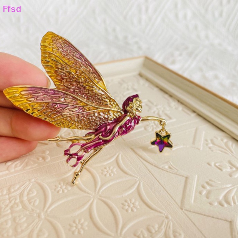 {Ffsd} Ghim Cài Áo Khoác Cardigan Sweater Tráng Men Hình Thiên Thần Tiên Màu Gradient Hình Ngôi Sao May Mắn Tráng Men Vintage Dễ Thương Cho Nữ