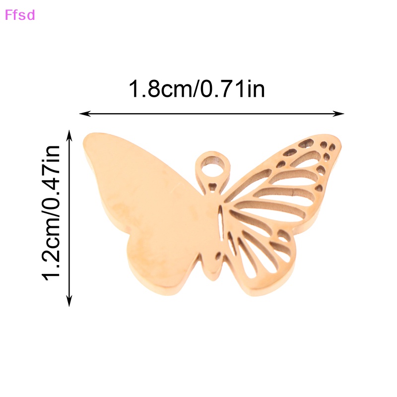 {Ffsd} Mặt Dây Chuyền Bằng Inox Tráng Gương Đơn Giản Hạt Hình Bướm Lỗ Rỗng * Bán Chạy