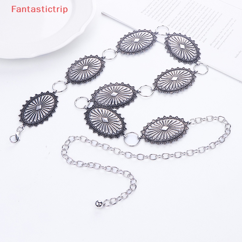 Thắt Lưng Dây Xích Hình Oval Bằng Kim Loại Phong Cách Boho Phương Tây Cổ Điển Cho Nữ Mới