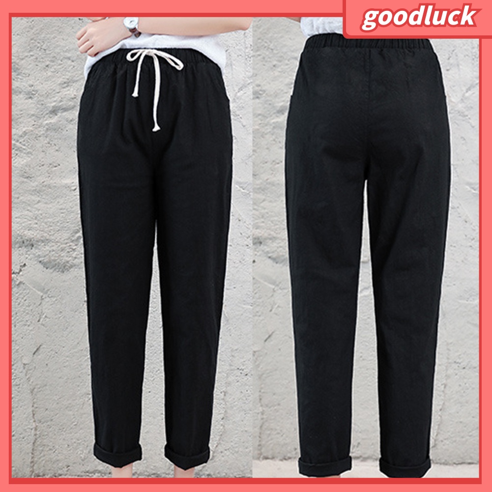 Thắt Lưng Dây Rút Bằng Cotton Co Giãn Màu Trơn Dành Cho Nữ