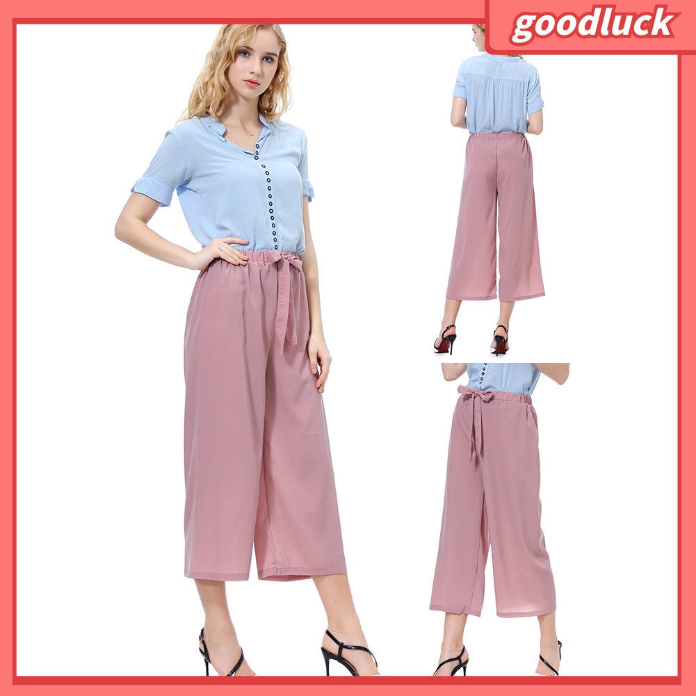 [ULK] Quần Ống Rộng Dây Rút Kẻ Sọc / Màu Trơn Thời Trang Dành Cho Nữ