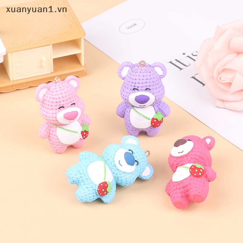 1 Móc Khóa Hình Gấu Và Dâu Tây DIY Xinh Xắn