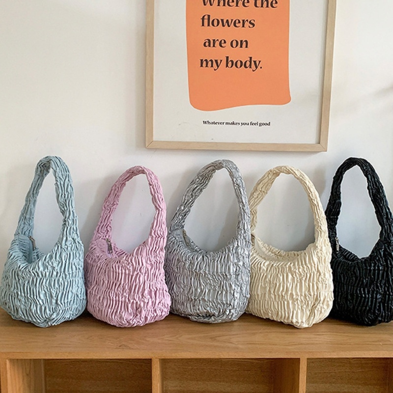 Youyo Túi Xách Tote Xếp Ly Màu Trơn Đơn Giản Sang Trọng Mùa Hè Cho Nữ