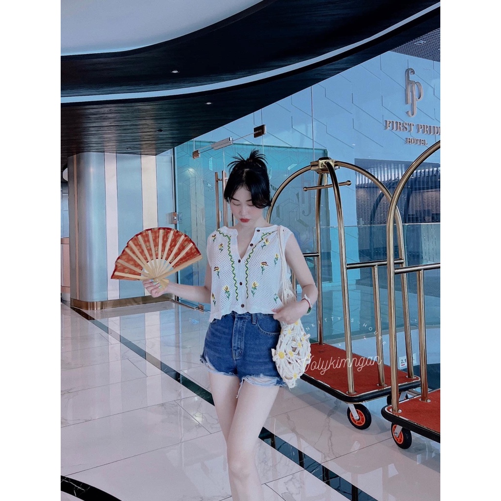 Áo cr.op ca.di.gan hoa