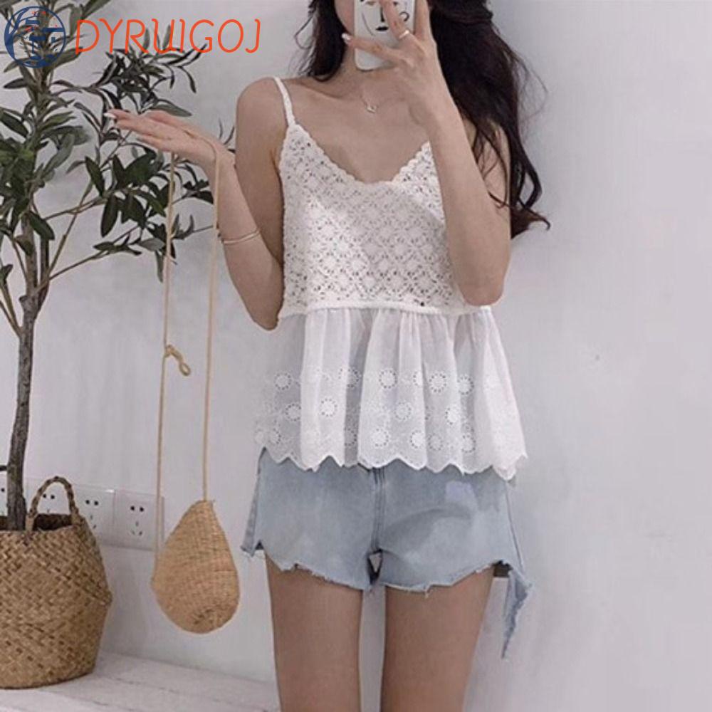 Áo Dệt Kim Sát Nách Dáng Rộng Cổ Chữ V Khoét Lỗ Thời Trang Mùa Hè Phong Cách Hàn Quốc Cho Nữ