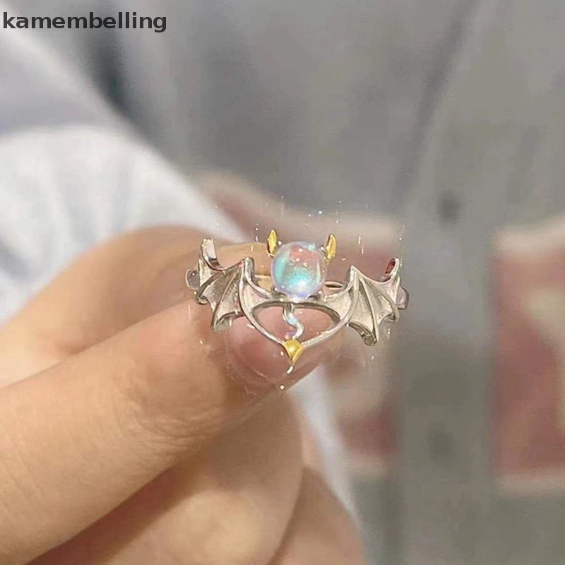 1 Cặp Nhẫn Đôi Cánh Thiên Thần Và Ác Quỷ Hai Màu Thời Trang Lãng Mạn Có Thể Điều Chỉnh Làm Quà Tặng Cho Cặp Đôi