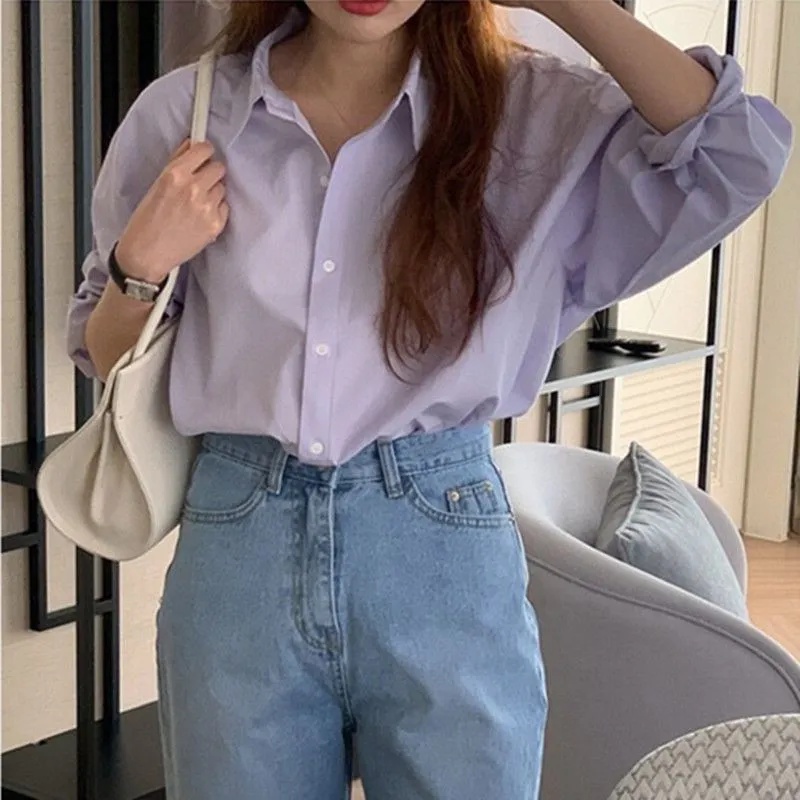 Áo Sơ Mi Dài Tay Ôm Dáng Thời Trang Hàn Quốc Dành Cho Nữ