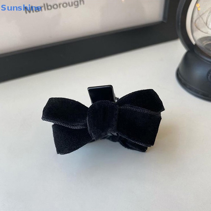 Kẹp Tóc Nơ Bằng Nhung Màu Đen Thời Trang Mùa Hè Cho Nữ