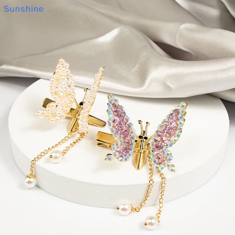 Kẹp Tóc Hình Cánh Bướm Bằng Hợp Kim Đính Ngọc Trai DIY Cho Bé Gái