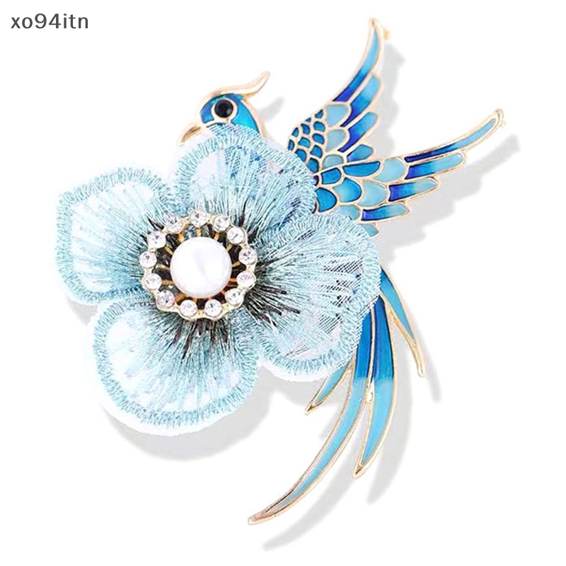 Ghim Cài Áo Hình Hoa / Chim Phượng Hoàng Đính Ngọc Trai Tráng Men Thời Trang Cho Nữ
