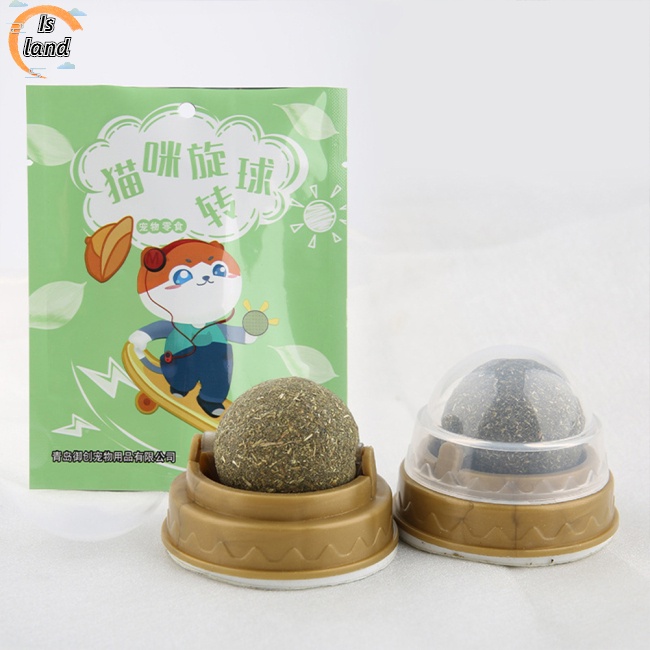 [IS] Quả Bóng Cỏ Catnip Tự Nhiên Dạng Xoay Làm Sạch Răng Đồ Ăn Vặt An Toàn Cho Mèo
