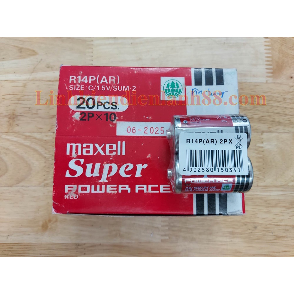 (1 đôi) Pin Maxell Super R14P 15V Loại Trung Mới, Chính Hãng 100%.