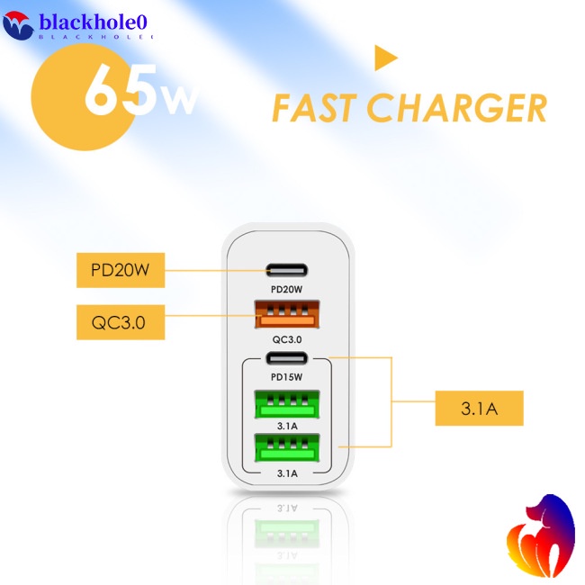 Cục Sạc Nhanh Cổng Usb C 65w Type C Pd Qc3.0 Cho Iphone Ipad Android Tablet