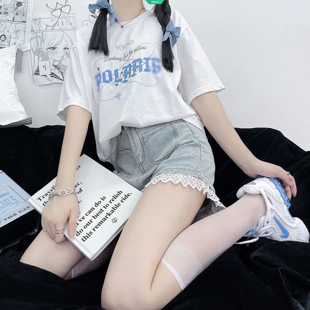 Áo Thun Tay Ngắn Dáng Rộng In Chữ Đơn Giản Thời Trang Mùa Hè Phong Cách Hàn Quốc Cho Nữ