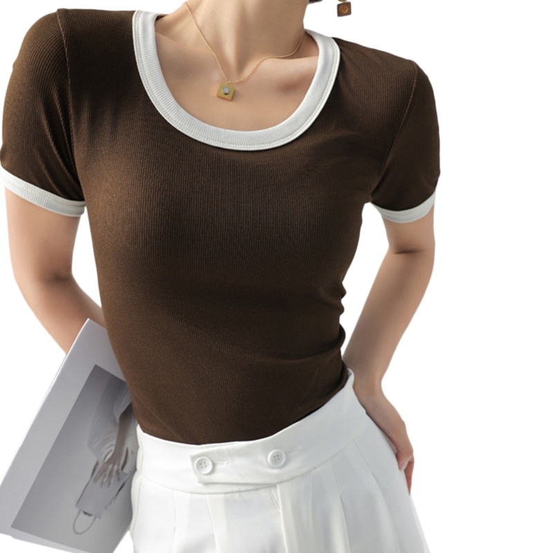 Áo Thun Tay Ngắn Dáng Ôm Màu Sắc Thời Trang Mùa Hè Xinh Xắn Cho Nữ