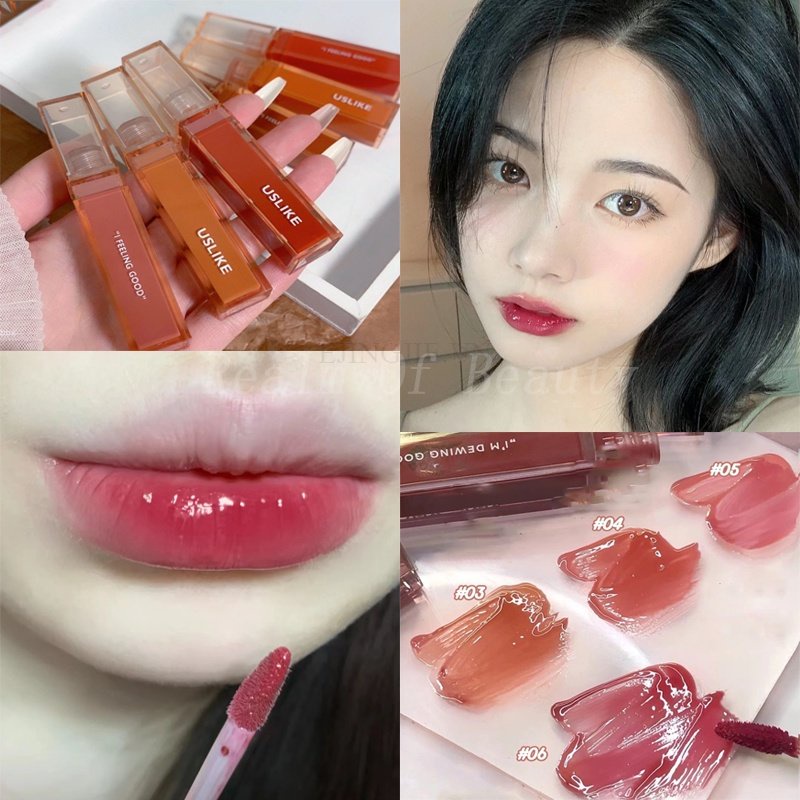 USLIKE® Son Nước Dưỡng ẩm Bóng Nước Sáng Bóng Căng Mịn Nổi Bật Toả Sáng