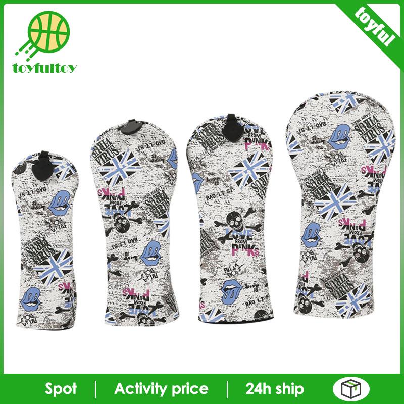 Set 4 Vỏ Bọc Đầu Gậy Đánh Golf / Câu Lạc Bộ Bằng Gỗ Có Thẻ Bảo Vệ Số
