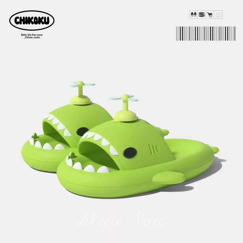 Likepin Store Dép Sandal Đi Biển Chống Trượt Hình Cá Mập 4cm Cho Nam Nữ