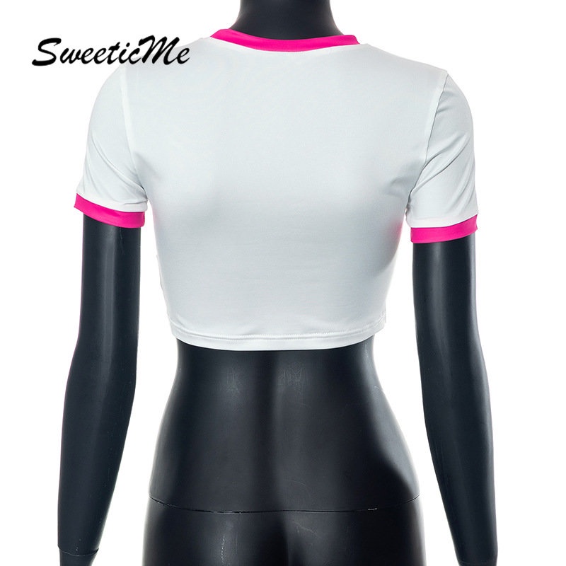 Áo Thun Croptop Tay Ngắn Cổ Tròn Dáng Ôm In Họa Tiết Thời Trang 2023 Cho Bạn Gái