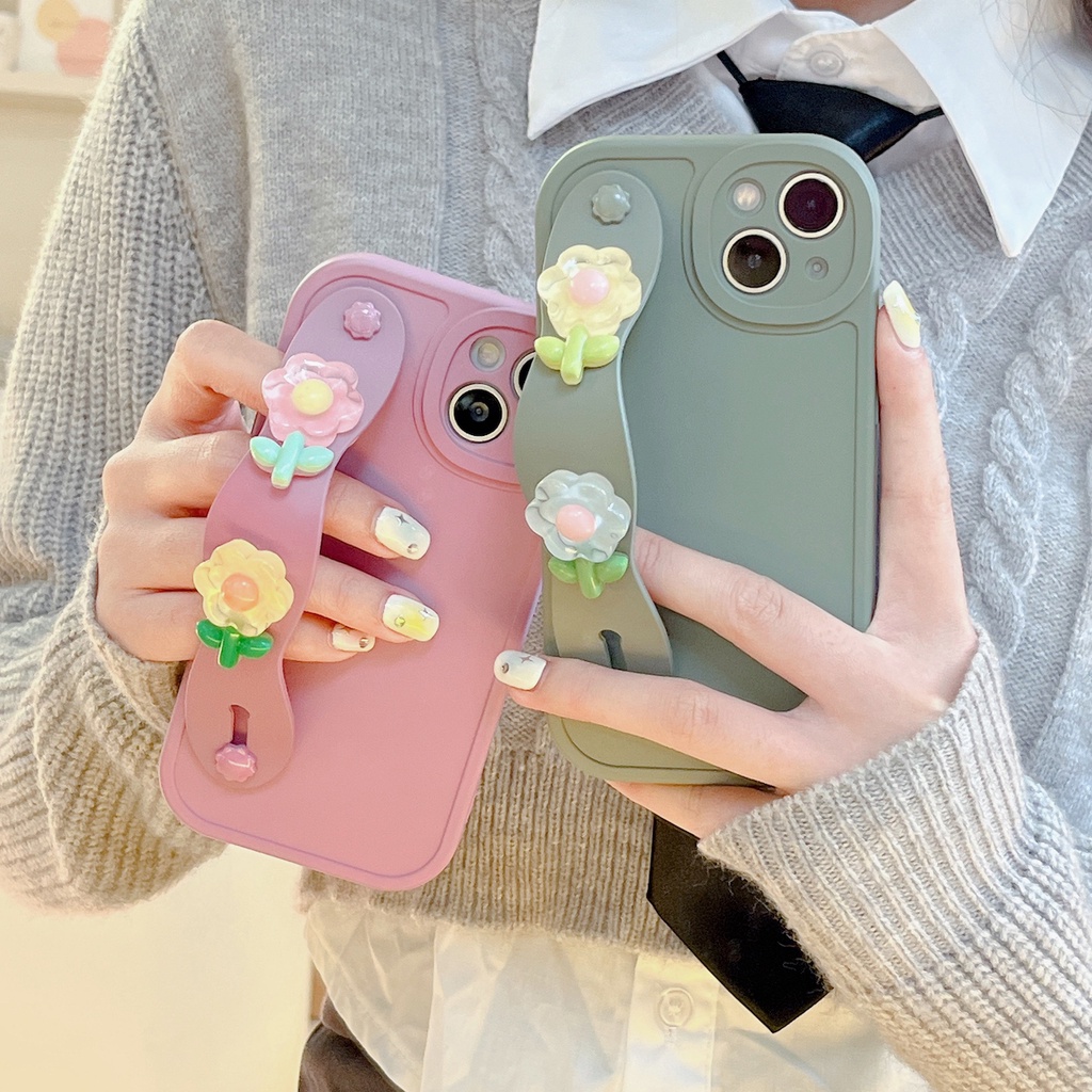 Ốp Điện Thoại Chống Sốc Họa Tiết Hoa Tulip Kèm Dây Đeo Dành Cho IPhone 14 11 13 12 Pro Max XS XR XS Max 7 8 Plus