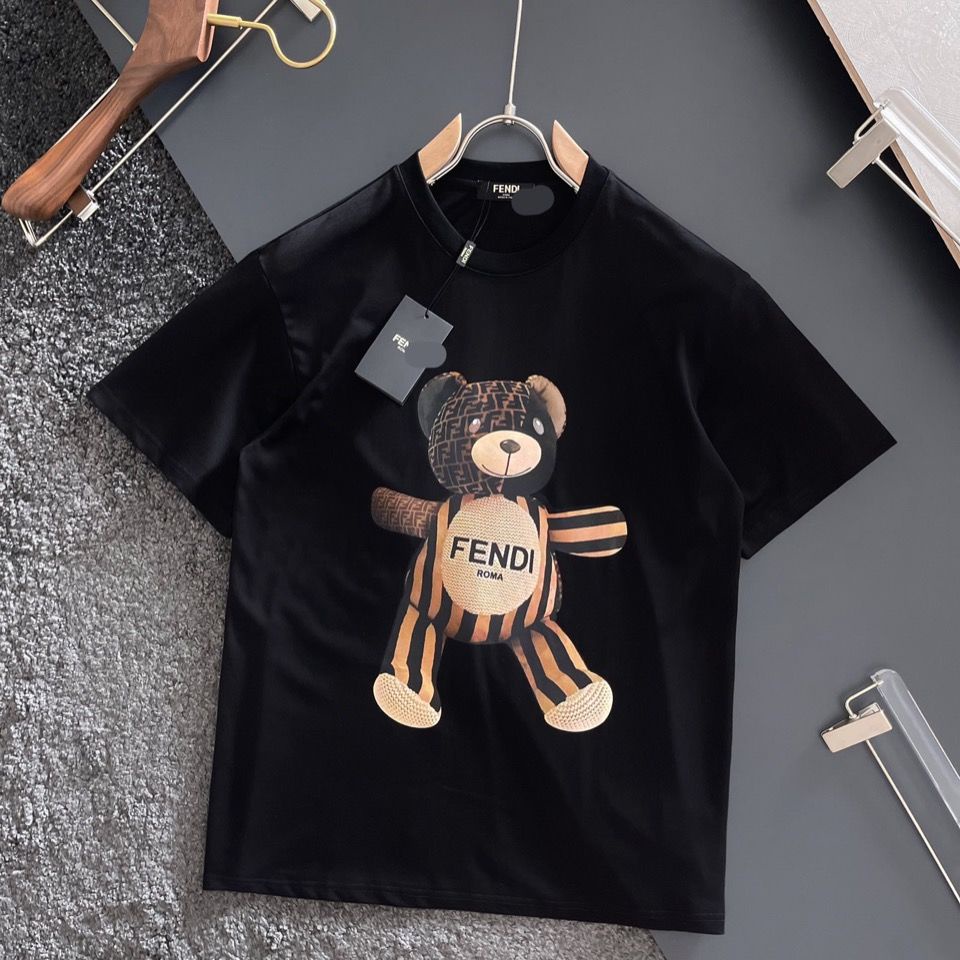 Áo Thun cotton Ngắn Tay In Hình Gấu Hoạt Hình Thời Trang Mùa Hè Dành Cho Nam Và Nữ XS-3XL
