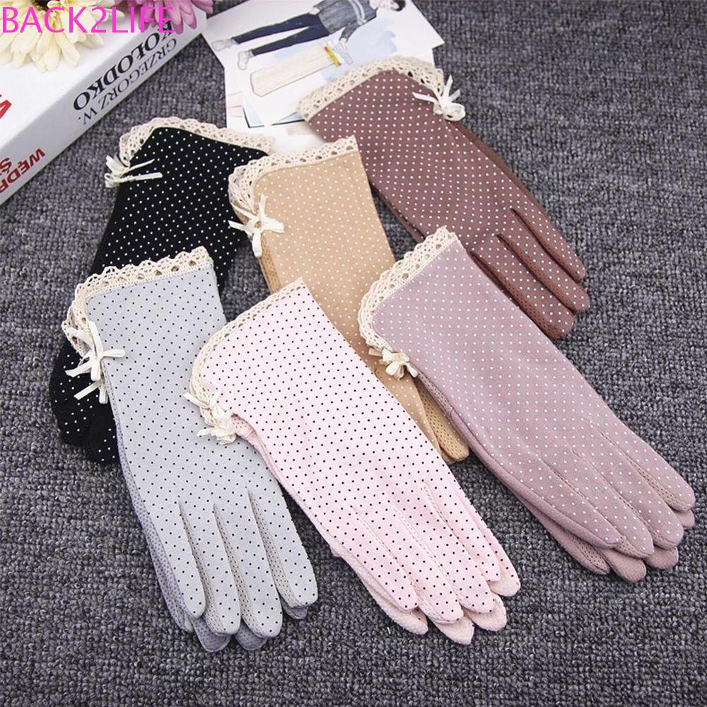 Găng Tay Lái Xe Chống Nắng Mùa Hè Co Giãn Chống Tia UV Phối Ren Lưng2Lilife