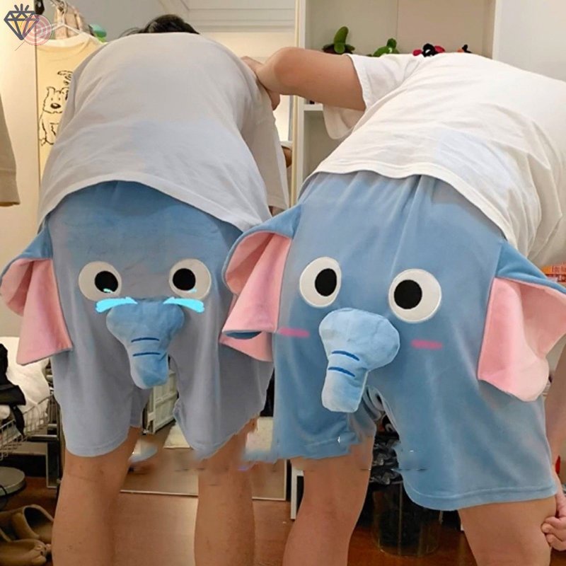 Quần Short Ngủ Cỡ Lớn In Họa Tiết Chú Voi Dễ Thương Vui Nhộn Cho Nam Và Nữ HSU
