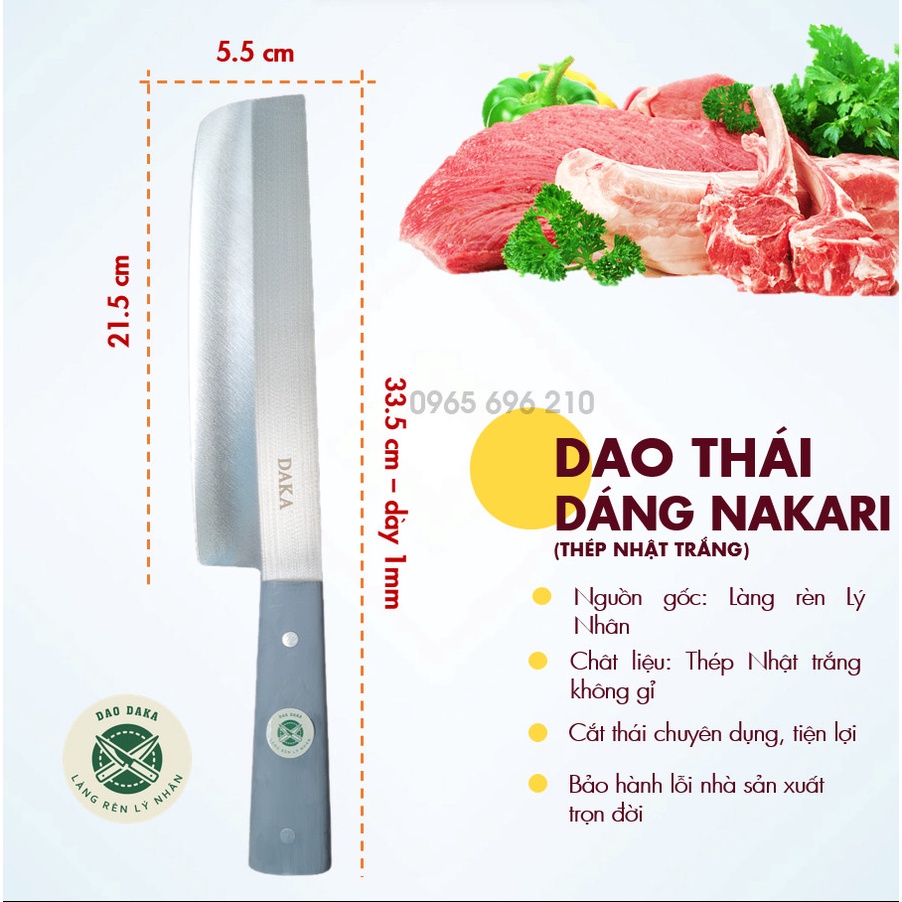 Dao nhà bếp chuyên thái thịt - Thép Nhật trắng không gỉ - Chuôi nhựa
