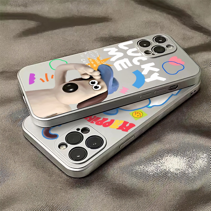 Ốp Điện Thoại TPU Silicone Mềm Mạ Điện Chống Sốc In Hình Chú Cún Cho IPhone 14 13 12 11 Pro XS Max XR X 8 + 7 6S Plus