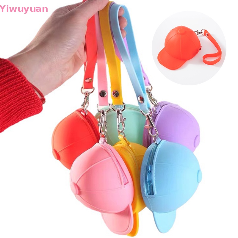 < Yiwuyuan > Ví Mini Đựng Tiền Xu Bằng Silicon Màu Kẹo Phong Cách Mũ Lưỡi Trai Mới Cho Nữ
