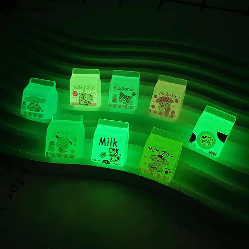 Set 2 Hộp Sữa Dạ Quang Mini Bằng Nhựa Resin Dùng Để Trang Trí