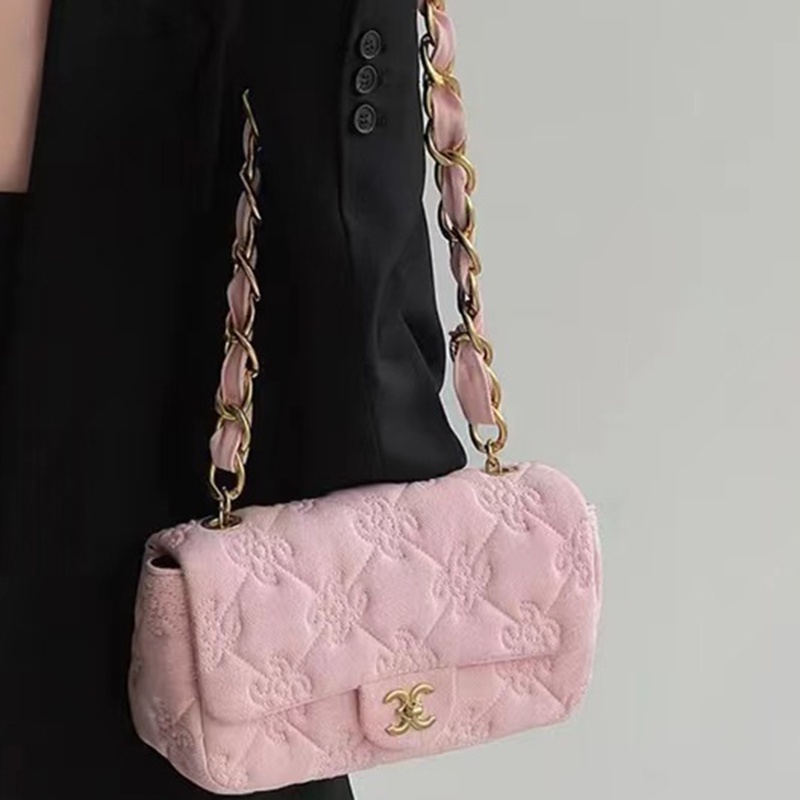 Túi Xách denim Cao Cấp Phối Dây Xích Phong Cách retro Dành Cho Nữ